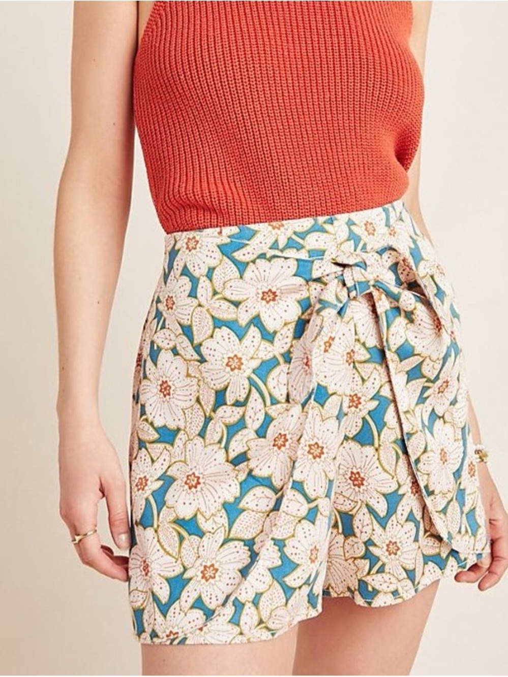 Anthropologie Geordine Floral Skirted Wrap‎ Skort Size Small